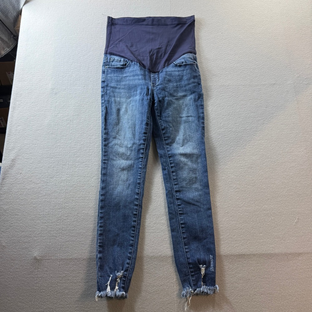 Pinkblush Blue Maternity Skinny Jeans with Dark Navy Waist Panel